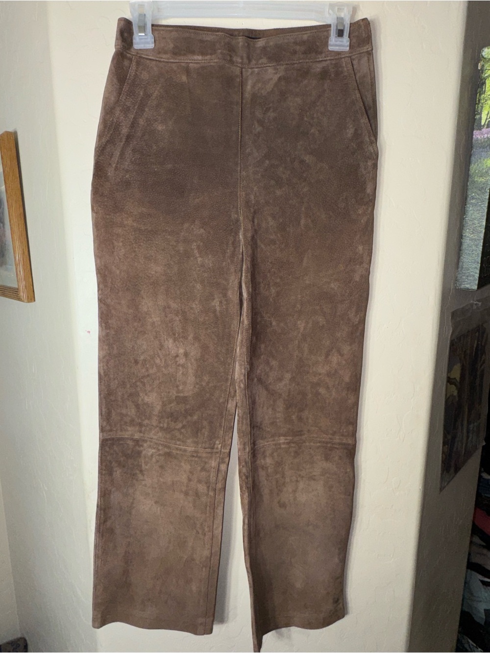 Blank NYC Brown Genuine Suede Leather Bootcut Pants Size 27 US 4 Long 26” Inseam